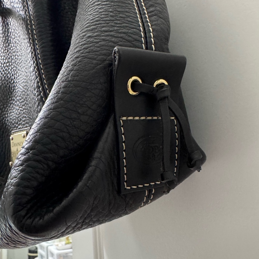 Dooney & Bourke Black Pebbled Leather Hobo Drawstring Bag - Picture 4 of 14